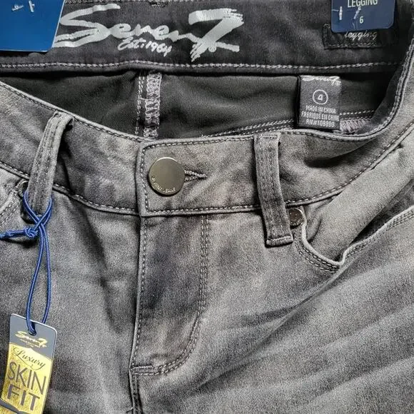 NWT Seven7 Washed Gray Mid Rise Luxury Skin Fit Legging Moto Skinny Jeans - Picture 14 of 16